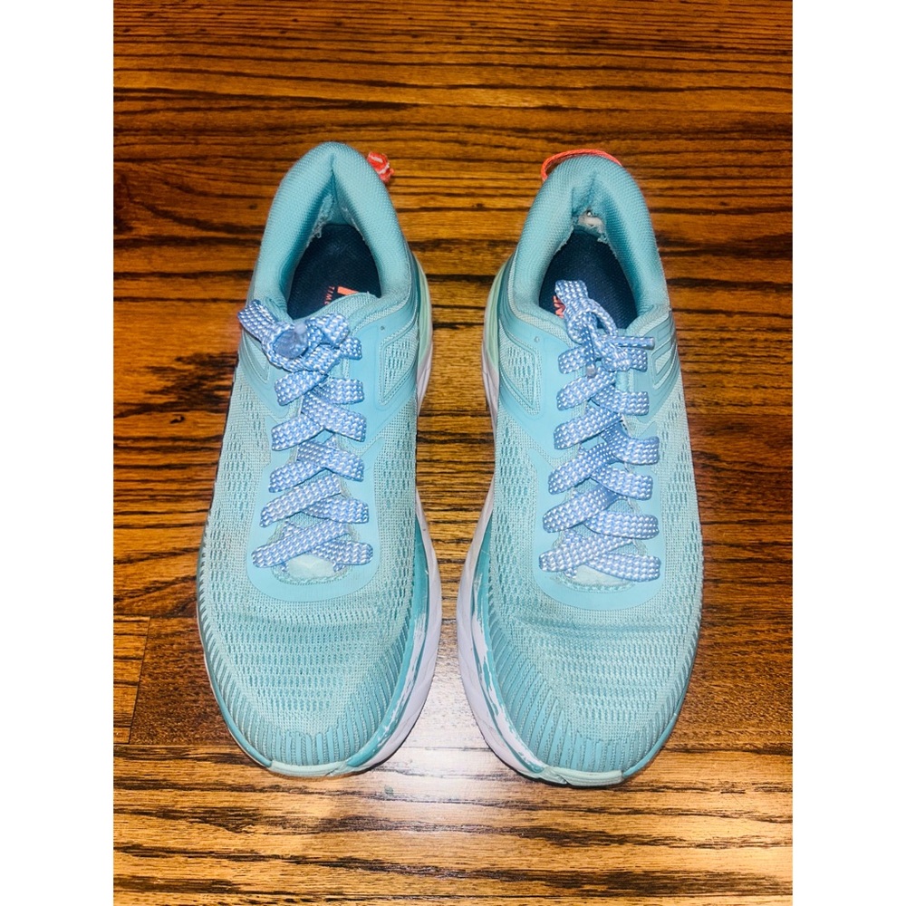 Hoka One One Blue and Green Sneakers Modern Mesh Design
